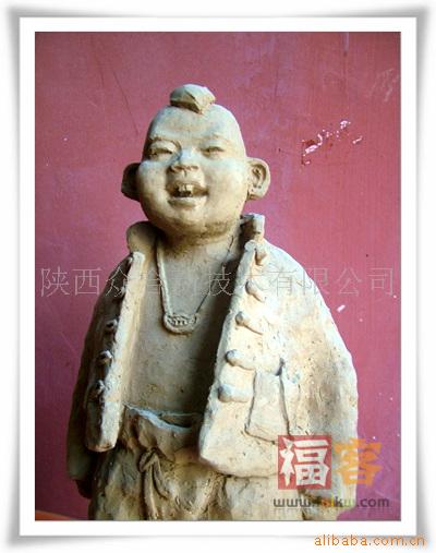 供应精品泥人雕塑-【关中泥塑】《哥俩好》民间工艺品 民俗 雕塑