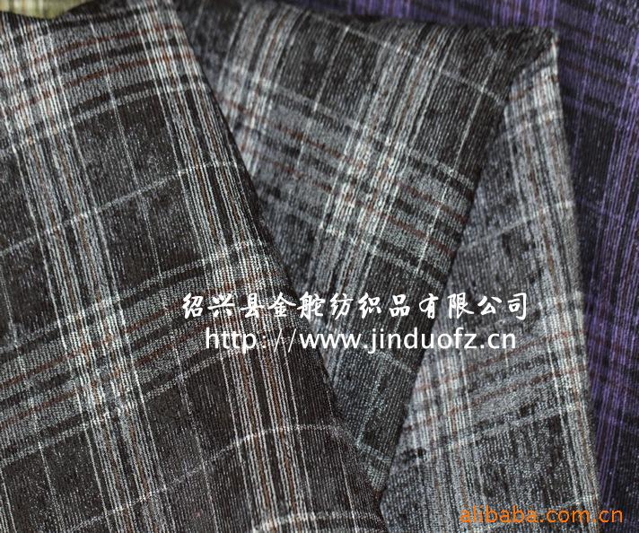 21条阳离子灯芯绒_纬弹格子灯芯绒_可做衬衫