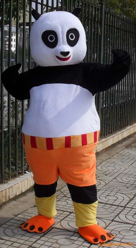 供应功夫熊猫卡通人偶服装,行走卡通人偶表演服,可爱的功夫熊猫
