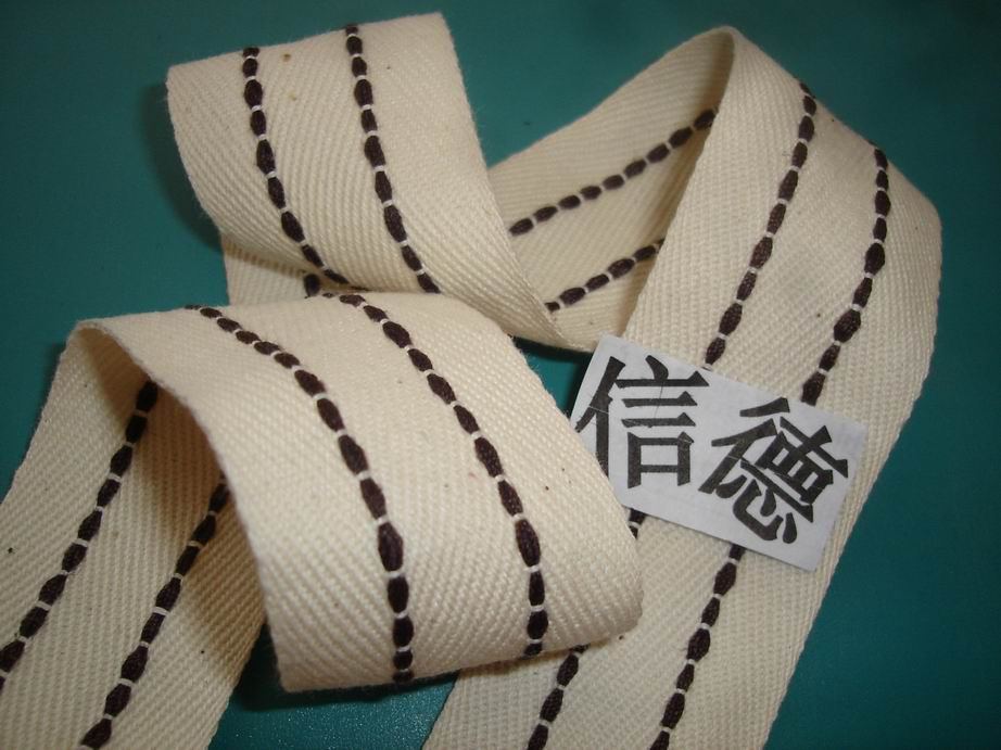 供应双人字带间色 棉织带穿色线 绳带