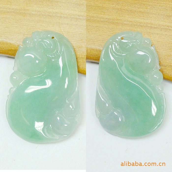 批发玉器翡翠a货 豆青如意挂件超值
