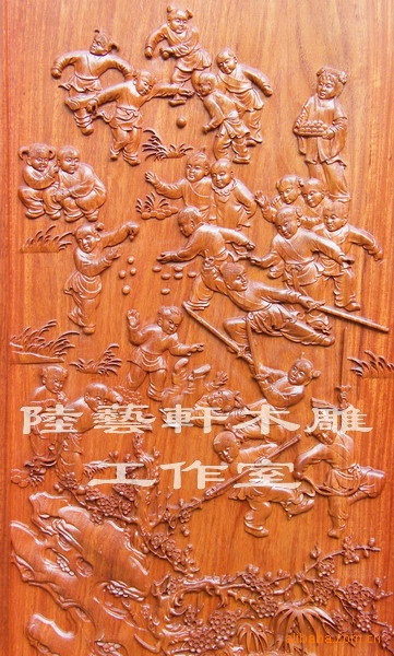 供应东阳木雕精雕百子图挂屏屏风厂家直销