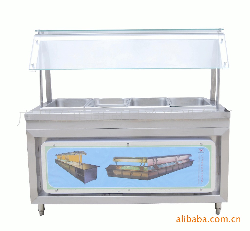 鹅颈型四盘不锈钢售卖台/食物展示台