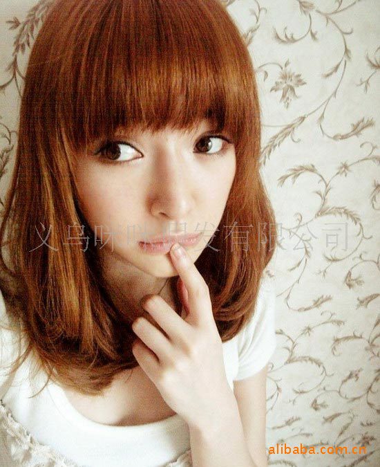 咪咪假发 时尚梨花头 耐高温 中长卷发