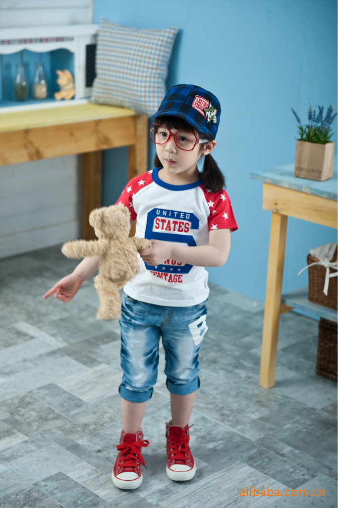 韩国批发代购女童七分裤儿童牛仔裤宝宝裤子夏新款kk-32-1 119.