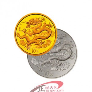 2000年龙年金银币(1/10盎司金 1盎司银)