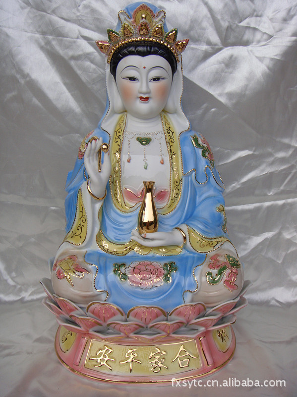 陶瓷-新合家平安八宝观音(红衣,兰衣,白玉)-18寸--24寸