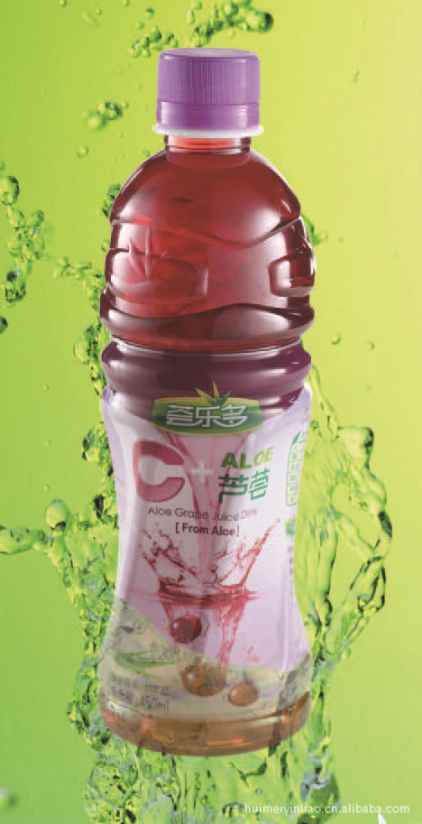质量保证 荟乐多芦 荟葡萄汁饮品 450ml  瓶中若有沉淀物,其为芦荟肉