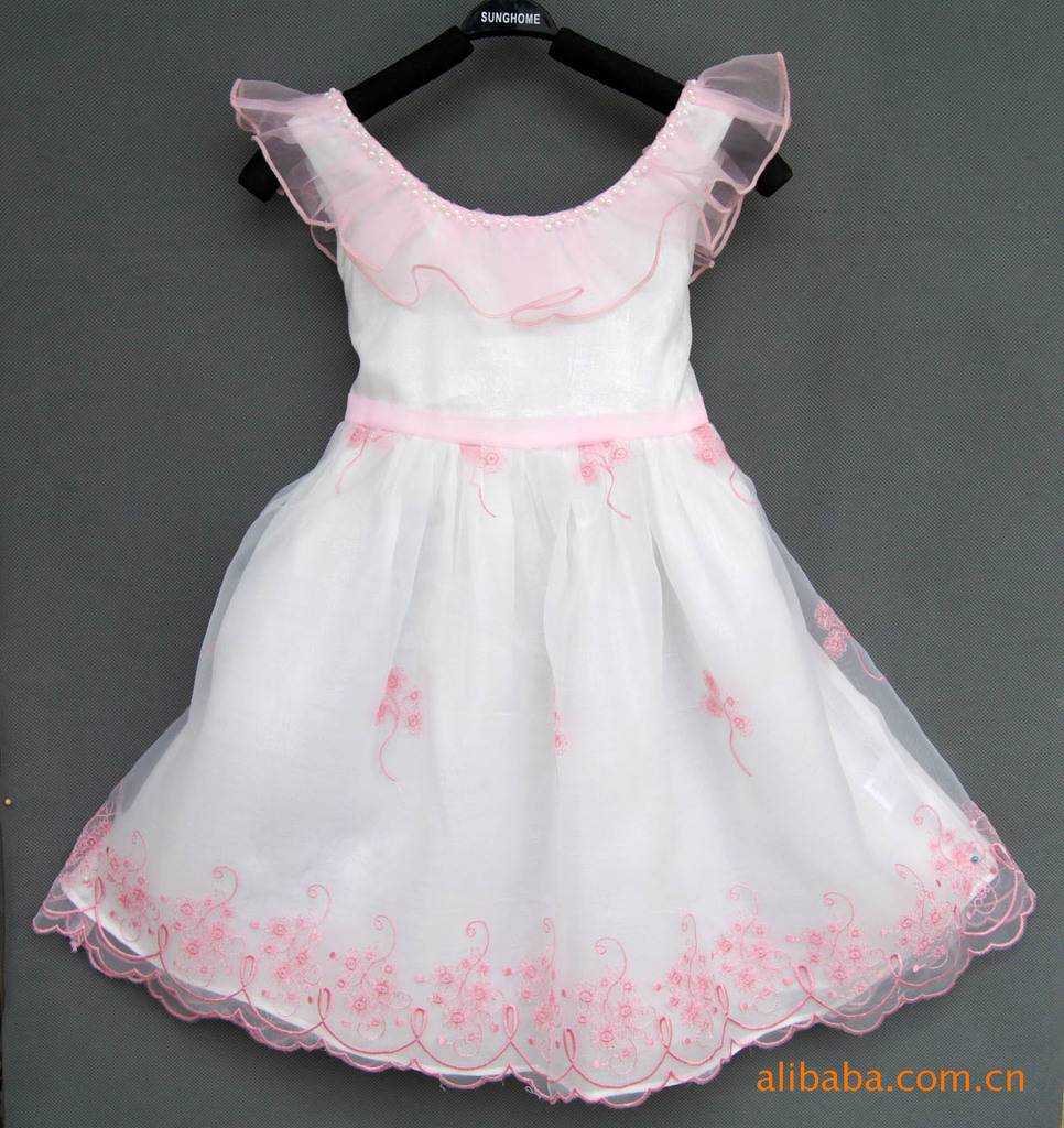 精致印花美女图女童连衣裙玫瑰公主裙宝宝裙子