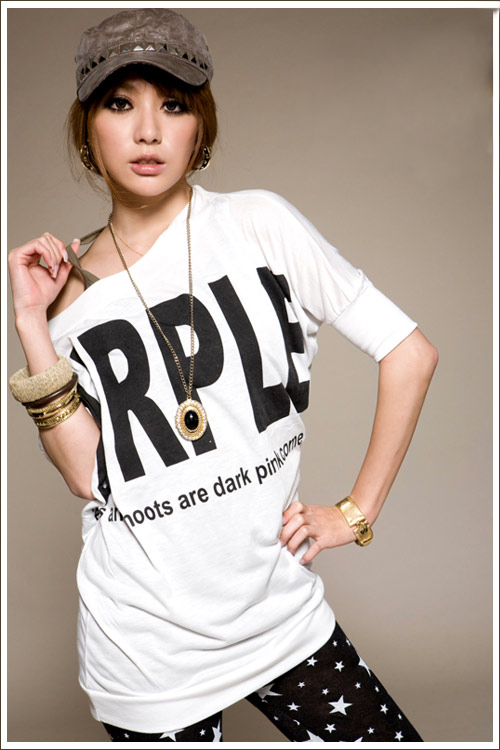 服装鞋帽箱包,钟表眼镜 女装 女式t恤 r2706#酷派休闲字母袖长版棉t&