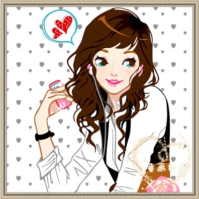 时尚女孩40x40diy数字油画批发手工手绘数字画彩绘diy油画人物画