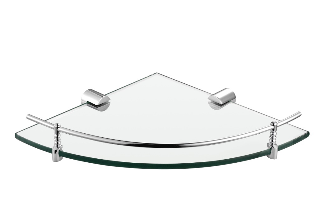 直销精美扇形玻璃带护栏卫浴置物架13118