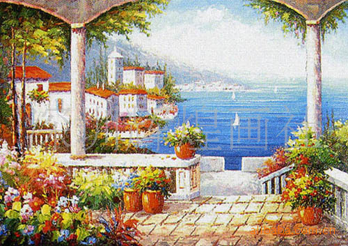 书画工艺品 油画 尚品地中海风格油画 爱琴海风景 手绘无框画 欧式