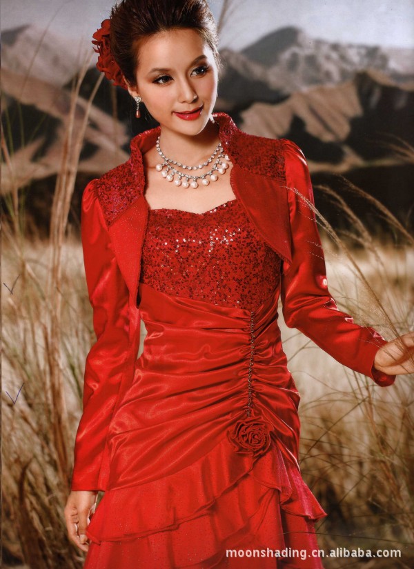2011新品韩版婚纱敬酒红色影楼主题服装新娘礼服壹美佳人610193图片_7