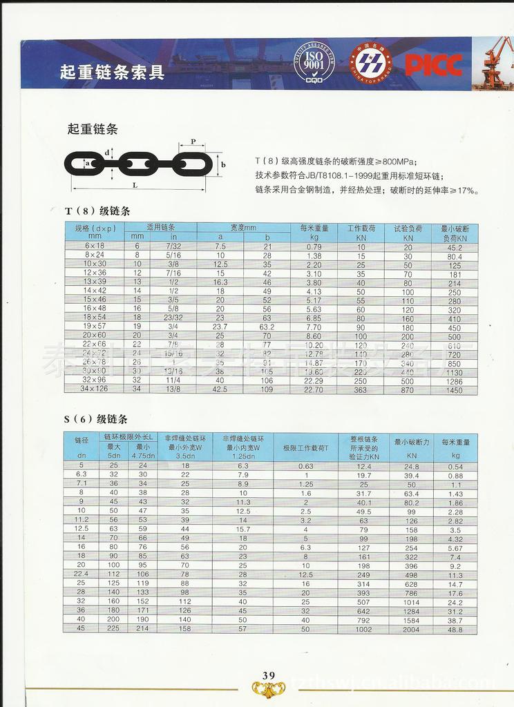 供应合金钢 g80级 起重链条 索具