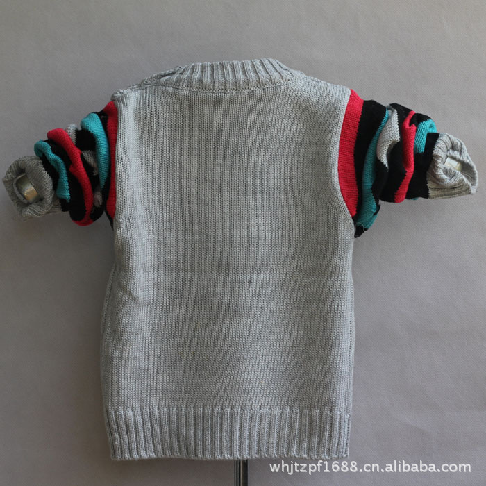 小童肩扣 小熊开汽车 儿童毛衣 宝宝毛衣 婴儿毛衣 童装 灰色图片_6