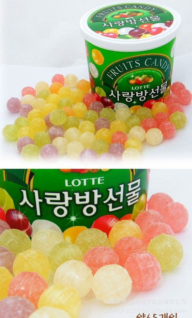 韩国原装进口 乐天七彩糖水果糖桶装 爱情礼盒 234g 一箱12桶