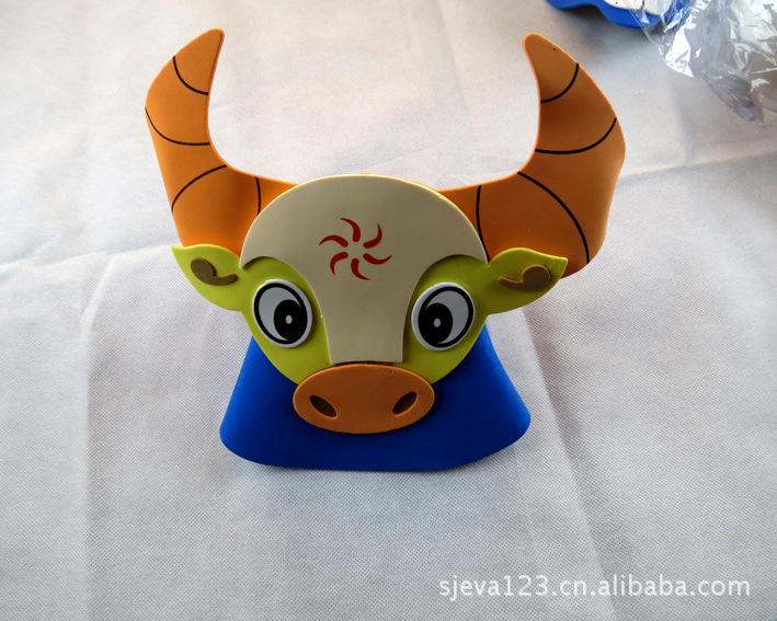 销售批发各种eva动物卡通帽子 儿童帽子 搞怪帽子 小牛帽子