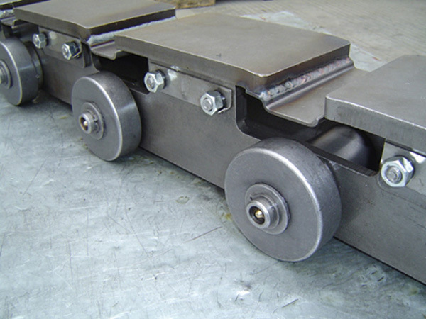 轧钢厂钢板托送输送链条,双托滚托板链,双排长轴托板链条