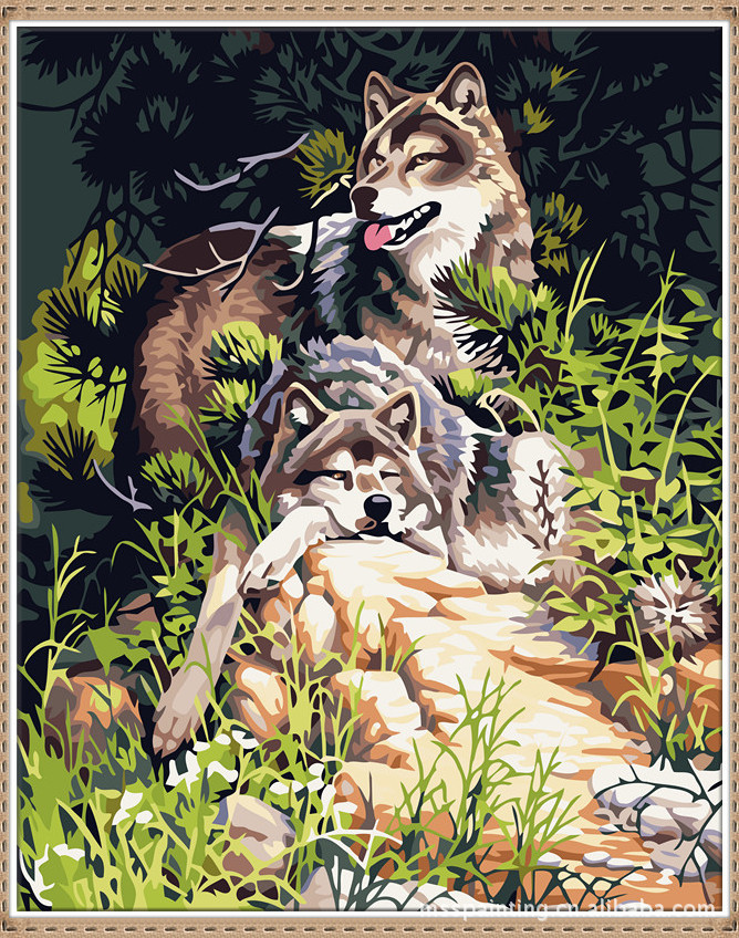 魔术手diy数字油画 代理 批发厂家直销 40*50狼情