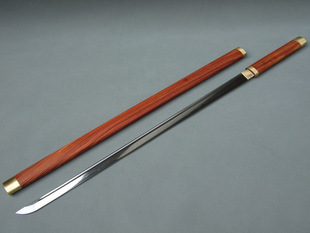 龙泉正品唐刀 手工唐刀直刀红檀木t10钢敷土烧刃唐刀未开刃