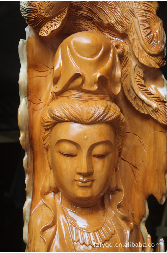 佛缘木雕 根雕刻工艺品红豆杉观音观世音古玩艺术收藏摆件3652