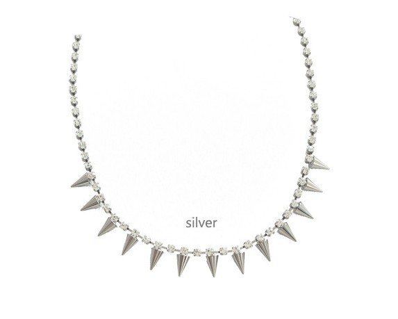 韩国官网饰品 女王范儿 钻石柳丁金属锥形短项链女 锁骨链