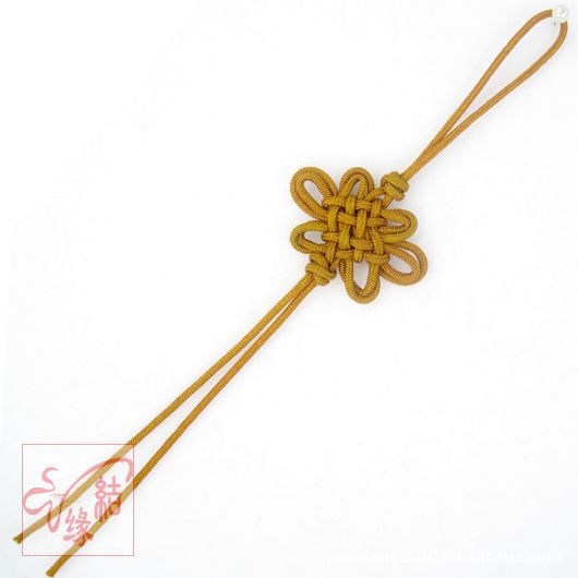 jypj089d 土黄色高档双线四方结四花结 diy十字绣中国结配件批发