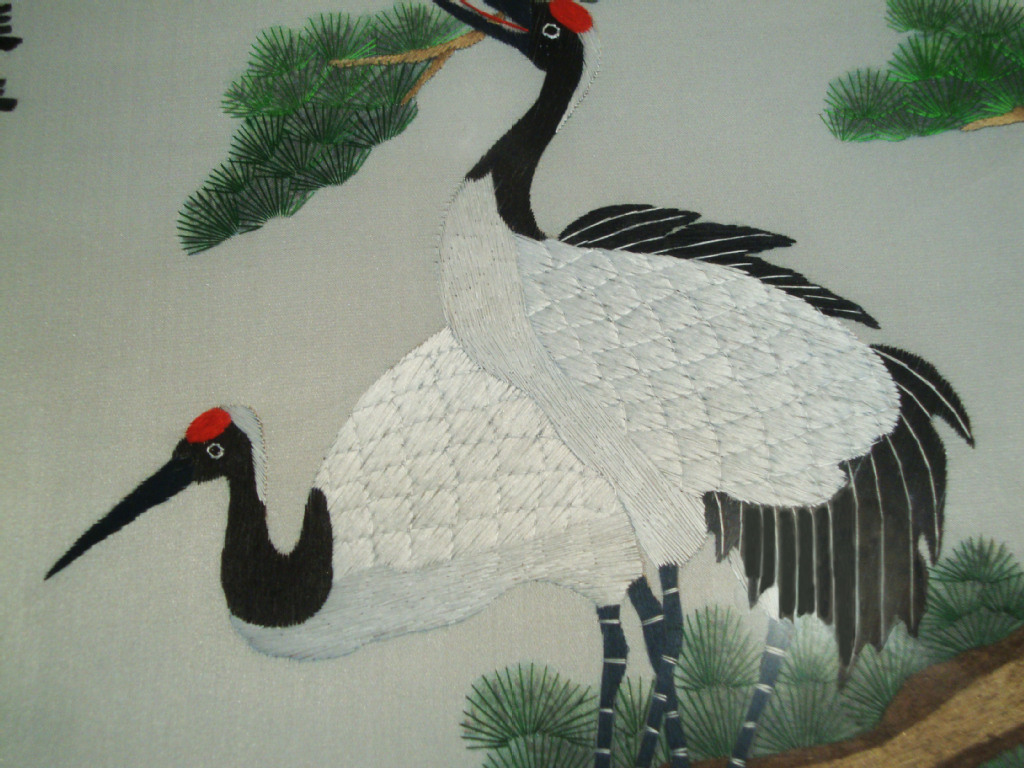 千年晋绣纯手工刺绣松鹤延年婚庆佳节旅游馈赠亲朋佳品