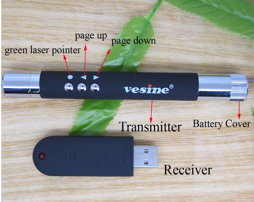 pp800 绿光翻页笔 产品组成 发射器 1,接收器 1,电池 2,说明