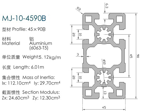 工業鋁型材mj-10-4590b