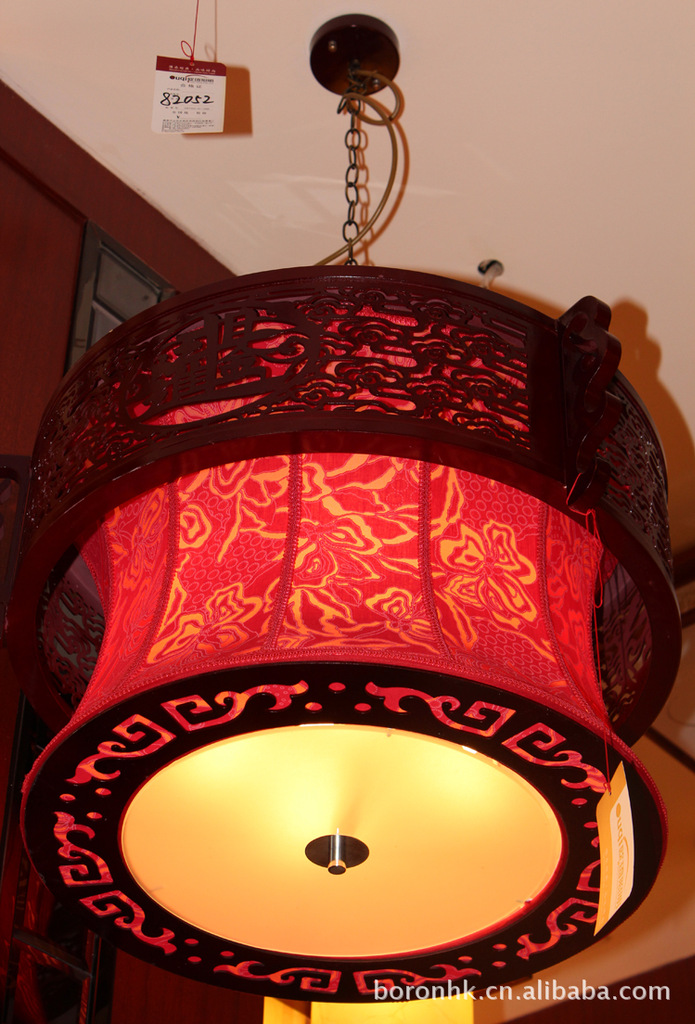 中式羊皮吊灯具茶楼酒店工程灯饰喜庆红色灯具e0110
