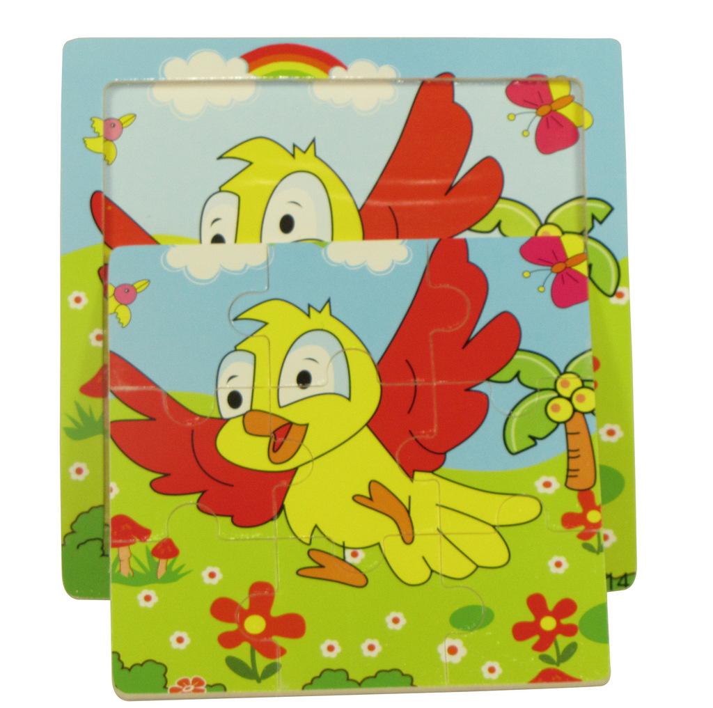 供应木制玩具 动物小鸟拼图 9片小拼图 六一儿童节特选热销爆款