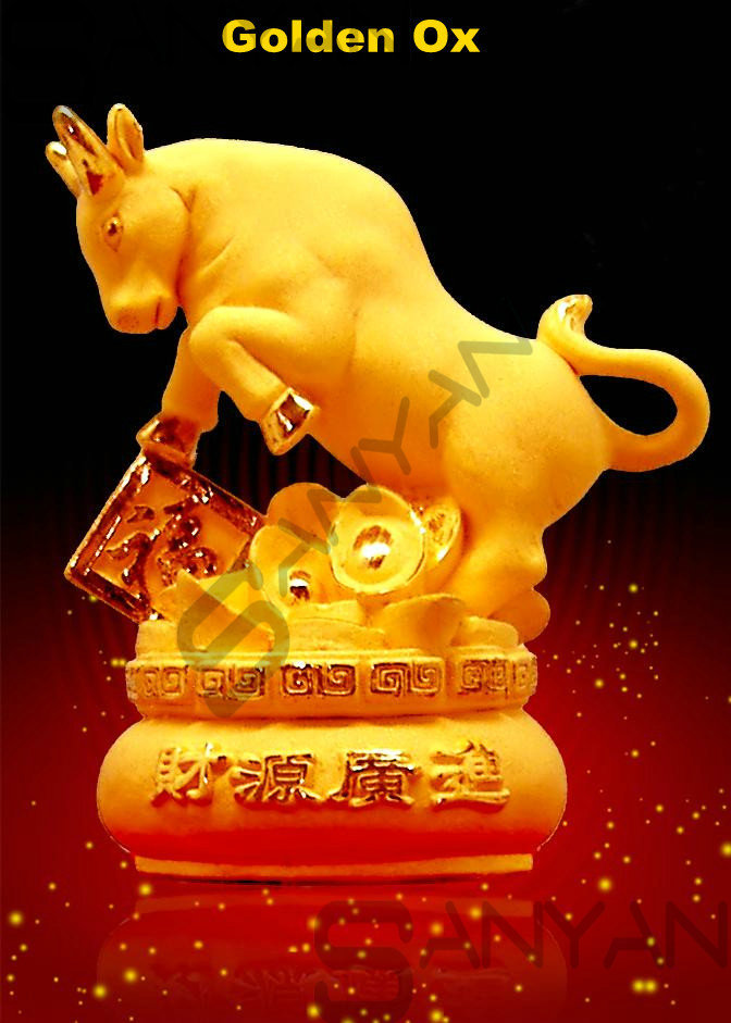 批发绒沙金生肖12生肖招财进宝生肖牛金牛宝宝庆生生肖摆件