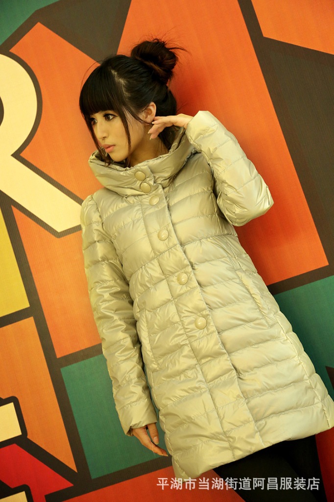 missfofo羽绒正品2012冬季新款韩版中长款羽绒服修身款