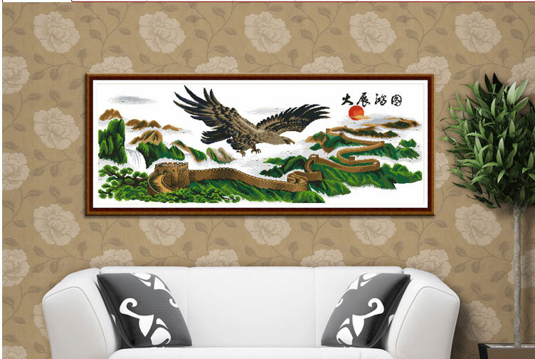 ks十字绣 成品 大展宏图长城版 大展鸿图 中格 办公室 机绣