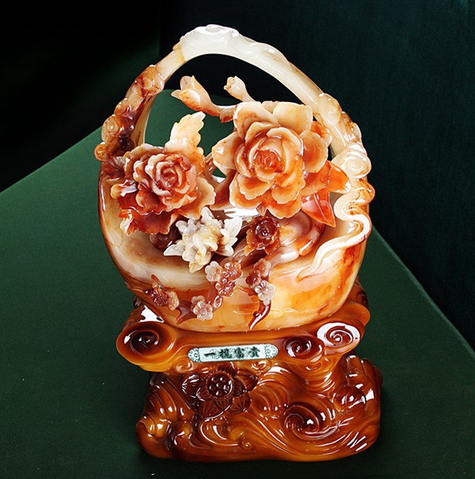 平安是福家居商务办公装饰摆设仿玛瑙翡翠色高级树脂工艺纪念品