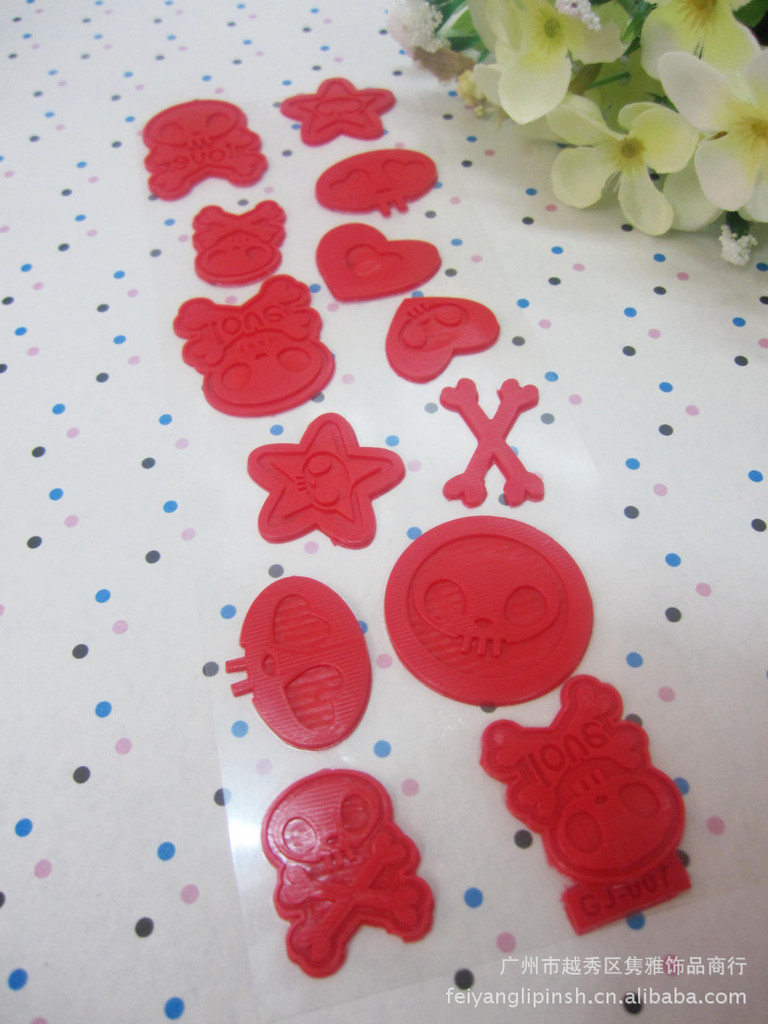 硅胶贴纸,鲜艳的颜色,可重复多次使用