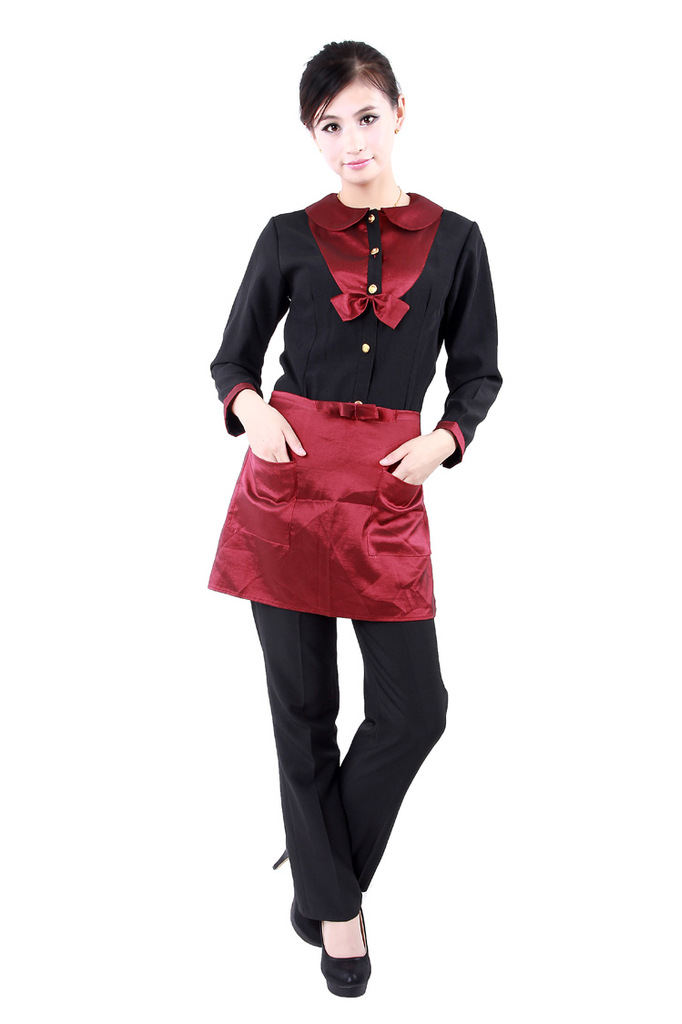 酒吧酒店工作服酒楼西餐厅工作服服务员服装男女款长袖秋冬f022