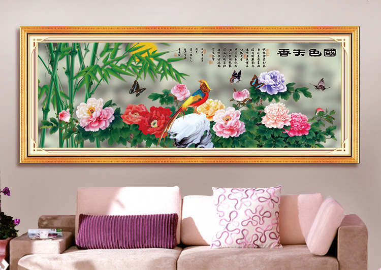 宜家精准印花3d十字绣国色天香客厅大画新品正品专卖批发