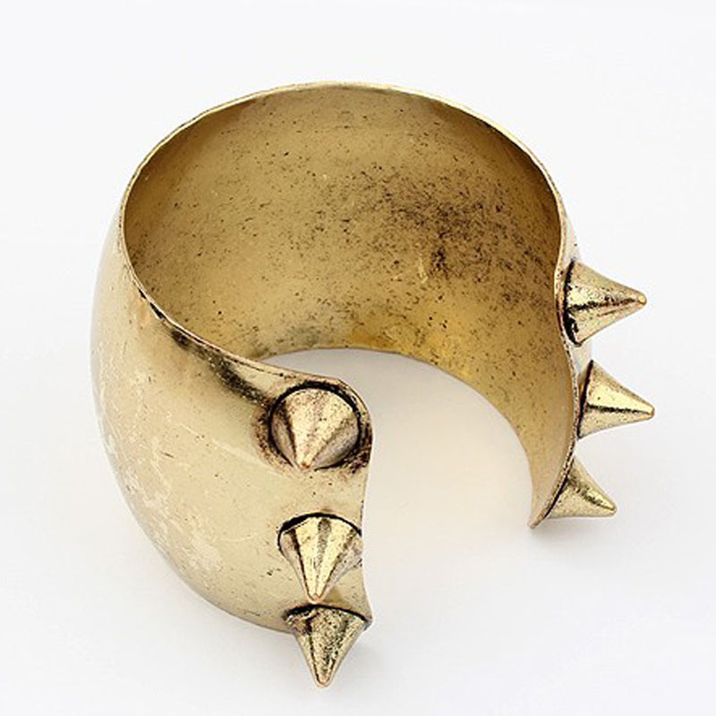 批发采购手饰-欧美复古手镯 铆钉复古金属时尚开口手镯 做旧效果 合金