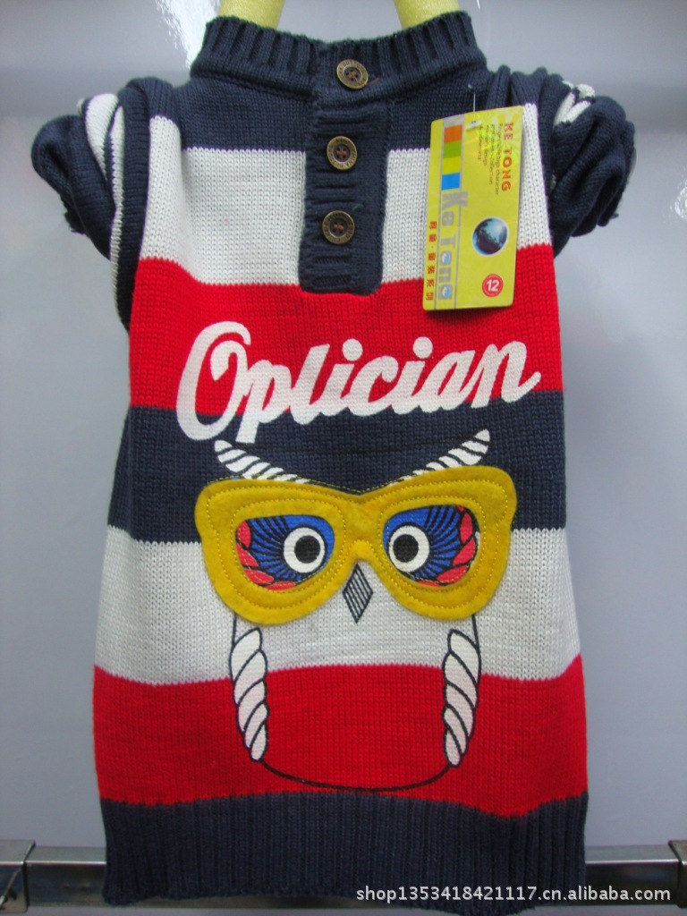 童毛衣-柯童 休闲时尚猫头鹰提花图案打底衫 针织衫