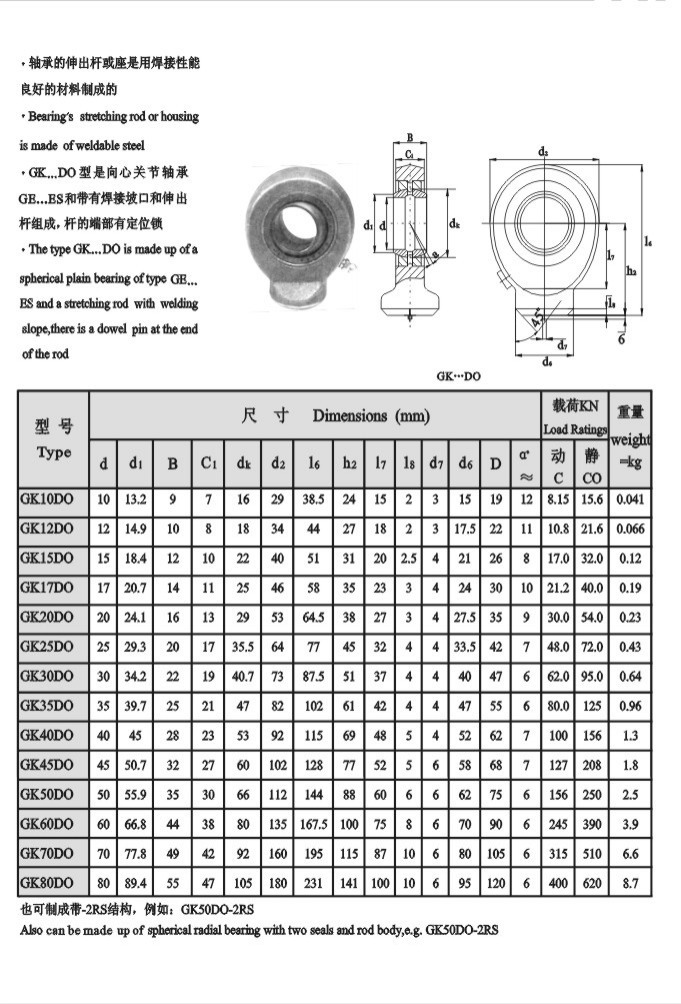 gk70do油缸耳環液壓部位關節軸承sk70es軸承sg70es液壓油缸耳環