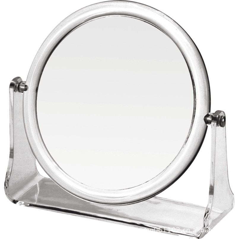 1009 压克力圆形化妆镜 亚克力透明水晶台式双面镜子 化妆镜