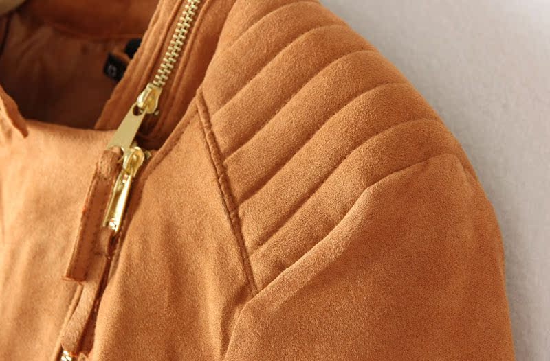 0201外贸原单 正品女式修身短款皮衣 鸡皮衣 斜拉链外套0.45kg