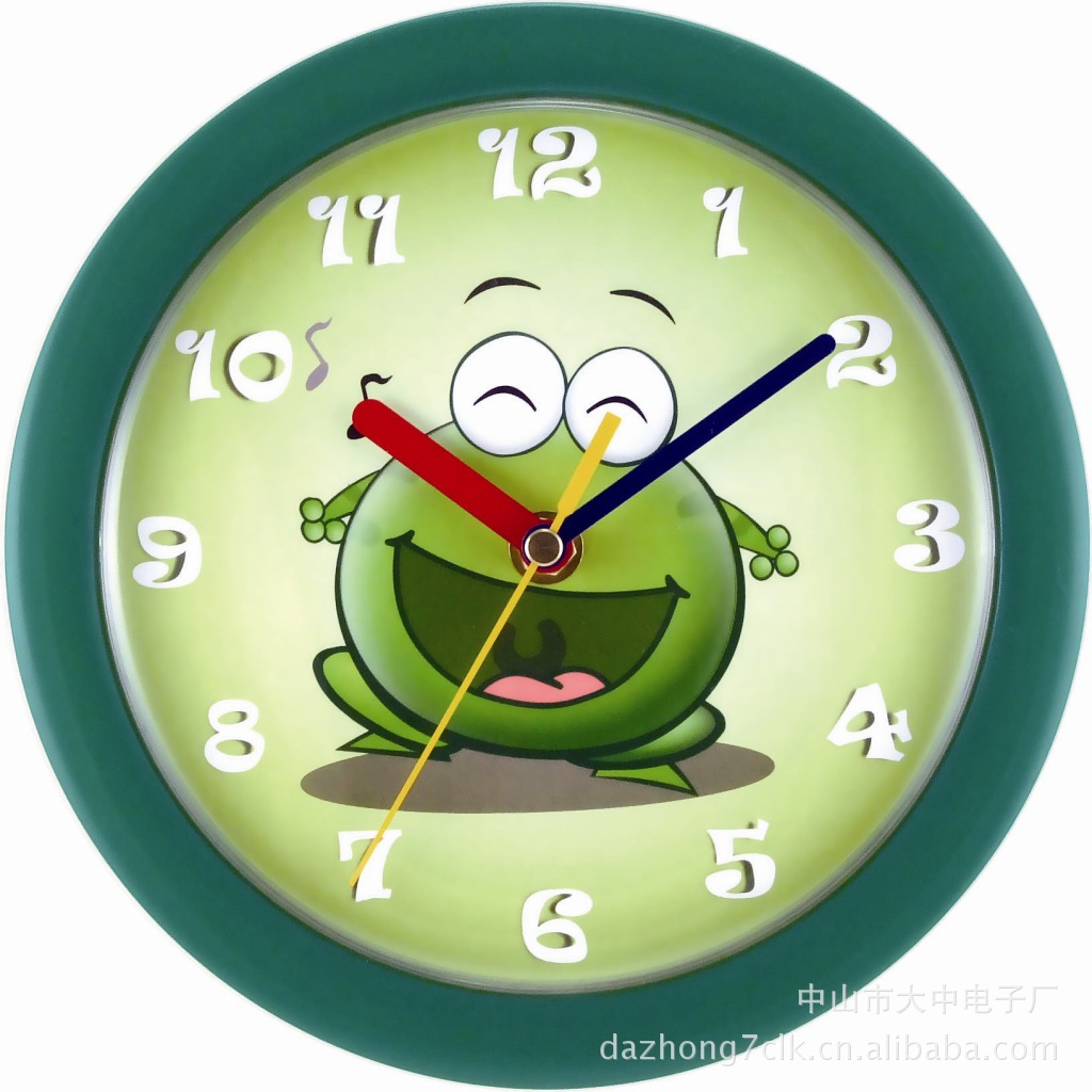 8"绿豆蛙卡通挂钟