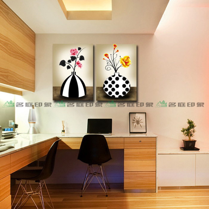 双联花瓶挂画 艺术插画 客厅卧室书房挂画无框画装饰画壁画