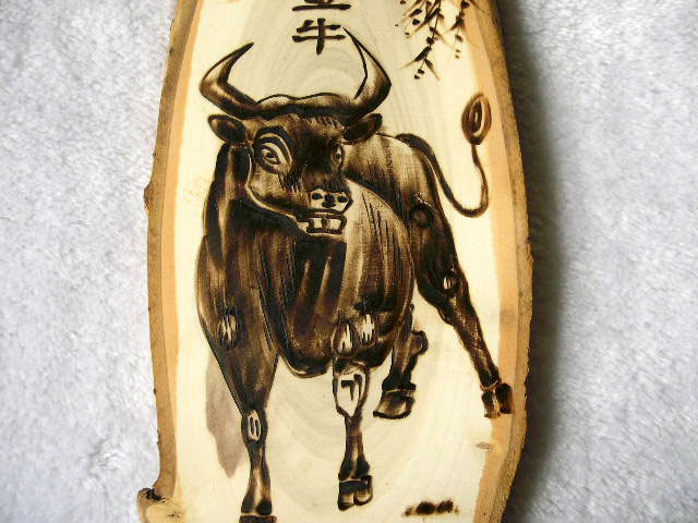 牛/白杨木烙画12生肖/创意家居壁挂壁饰/田园风格