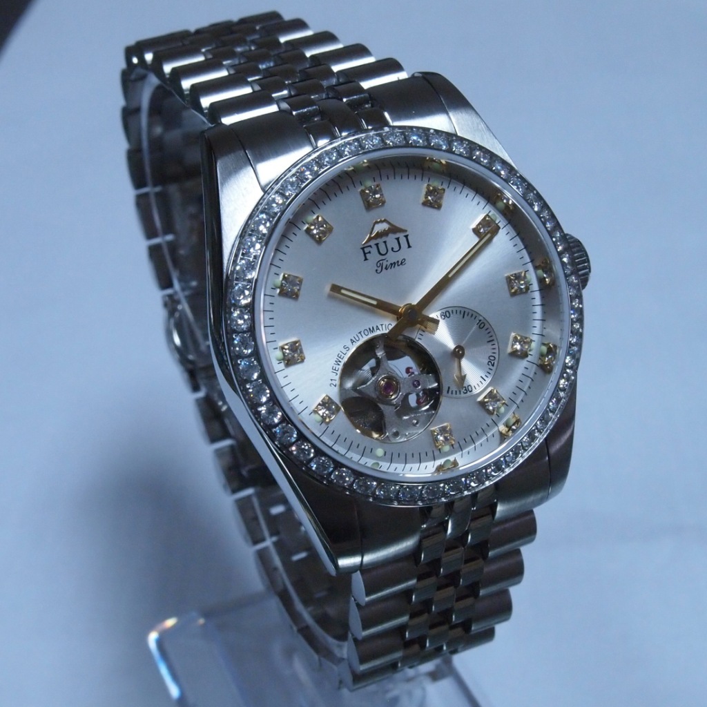 原装fujitime富士品牌机械男表 间金镂空防水男式手表 商务休闲表