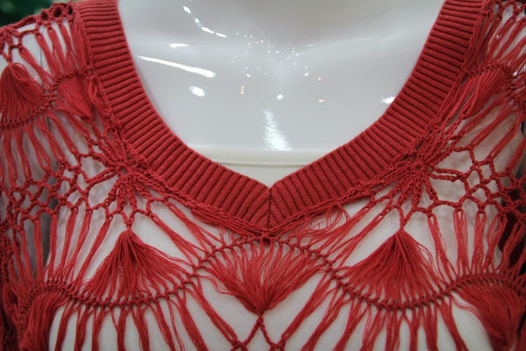 勾针镂空工艺拉丝破洞罩衫 毛织衫 两件套 实物图片